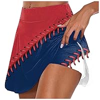 Independence Day Baseball Mom 90S Outfit for Women Sports Tennis Skirt American Flag 4Th of July USA Skirts Skort