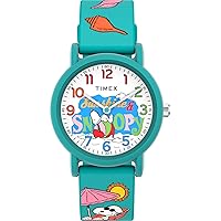 Timex Unisex Peanuts Just Beachy 36mm Watch - Blue Strap White Dial Blue Case