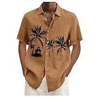 Men's Casual Button-Down Shirts Short Sleeve Floral Hawaiian Shirt for Men Summer Beach Shirts Loose Fit M-4XL