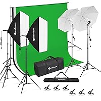 Yesker Photography Lighting Kit 8.5x10ft backdrop Support Equipment System Umbrella 5500k Light Bulb Softbox Continuous Lighting for Photo Shoot Studio Portrait Product and Video Recording Photography