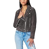 [BLANKNYC] Womens Luxury Clothing Cropped Suede Leather Motorcycle Jackets, Comfortable & Stylish Coats
