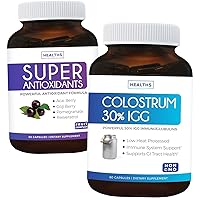 Bundle of Colostrum & Super Antioxidants - Powerhouse Protection Pack - Colostrum (Non-GMO) with 30% IgG Immunoglobulins & Super Antioxidant Supplement with Acai Berry, Goji Berry & Pomegranate