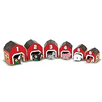 Melissa & Doug Nesting and Sorting Barns and Animals With 6 Numbered Barns and Matching Wooden Animals - Numbers Learning Toys, Sorting And Stacking Toys For Toddlers Ages 2+