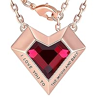 Leafael Ivy Heart Necklaces for Women, 925 Sterling Silver Chain, Birthstone Crystal Geometric 3D Pendant, 18K Rose Gold Plated, Jewelry Gifts for Her, Engraved Words I Love You to The Moon and Back