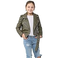 Kids Girls Jackets Designer's PU Leather Black Jacket Zip Up Biker Belted Coats