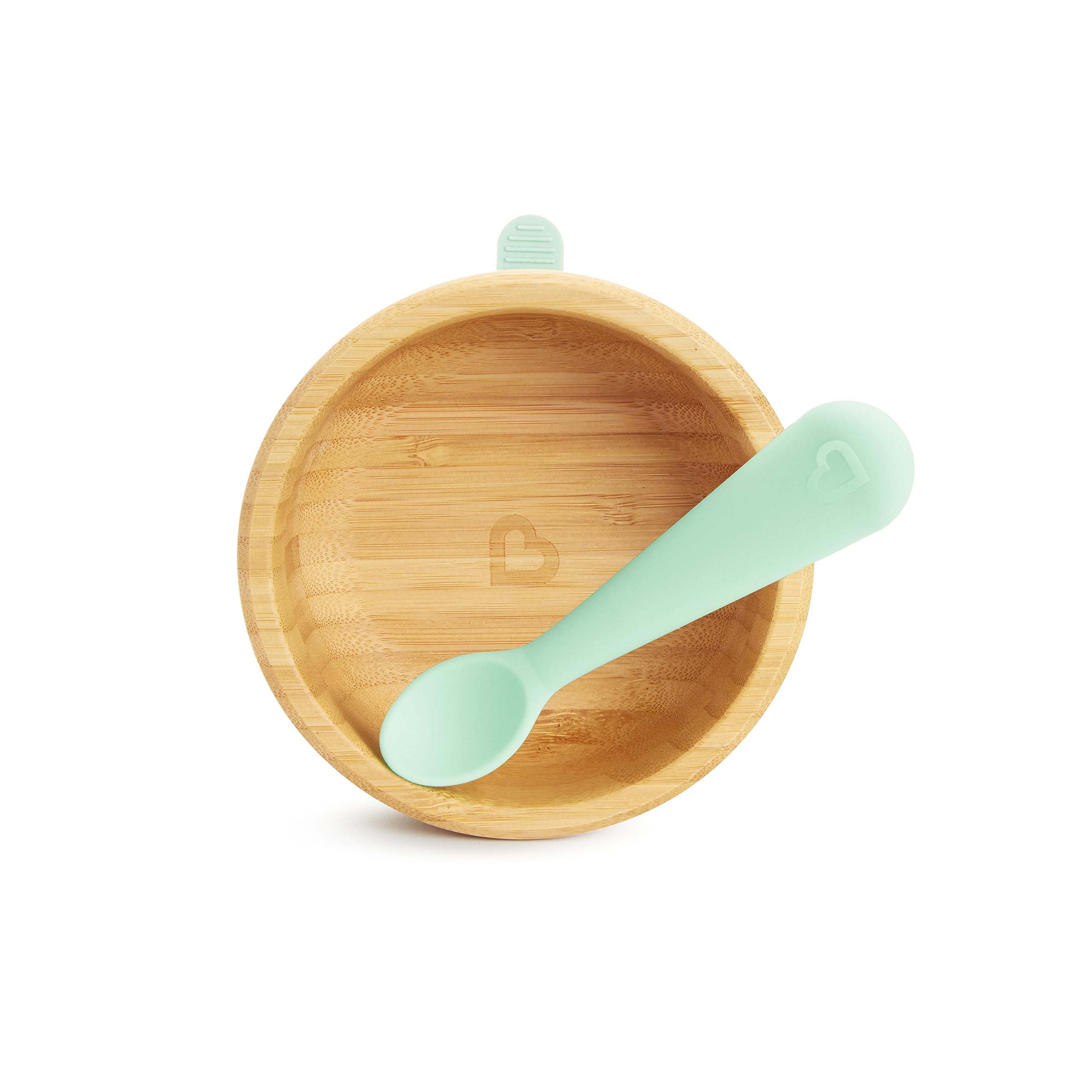 Munchkin® Bambou™ Suction Bowl and Silicone Spoon for Babies and Toddlers, Non-Toxic Bamboo