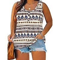 DOLNINE Womens-Plus-Size-Tank-Tops Summer Sleeveless T Shirts Casual Button Down Tunic Tee