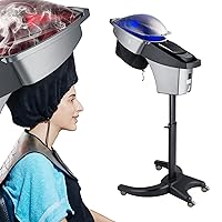 Hair Steamer Salon Micro Mister Hair Scalp Treatment Dye Perm Professional O3 Ozone Hooded SPA Black Gray Color Barber Shop Red Blue Light For Black Hair Natural With Wheels ET1408B