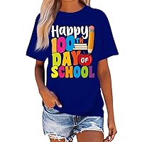 100 Days of School Shirt Teacher Gifts Shirt for Women Teacher Tshirts Letter Print Graphic Casual Tops for 100 Days