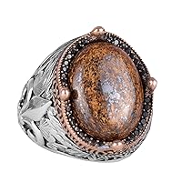 KAMBO Handcrafted Men's Ring in 925K Sterling Silver - Available with Various Natural Gemstones