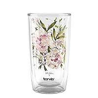 Tervis Kelly Ventura Floral Vista Crystal Collection Pink Peony Made in USA Double Walled Insulated Tumbler Travel Cup Keeps Drinks Cold & Hot, 16oz, Pink Peony