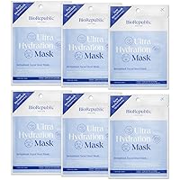 BioRepublic Ultra Hydration InvisaMask for face, with B5, Pentavitin, Dual Hyaluronic Acid | Brightens, & Tightens Pores | Sheet Mask Restores Plumpness | Pack of 6