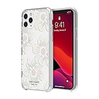 kate spade new york Protective Hardshell Case (1-PC Comold) for iPhone 11 Pro - Hollyhock Floral Clear/Cream with Stones, Hollyhock Floral Crystal Gems (KSIPH-130-HHCCS)