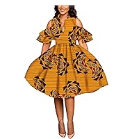African A-line Dresses for Women Ankara Print Clothing Casual Dashiki Wear Party Wear