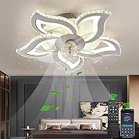 Ceiling Fans with Lights, Crystal Ceiling Fan with Lights and Remote APP Control, Dimmable 6 Speeds Fandaliers Ceiling Fan Low Profile Ceiling Fan for Bed room Living Room