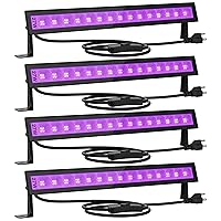 4 Pack 27W LED Black Lights, Blacklight Bars with Plug and Switch, IP66 Waterproof Black Lights for Glow Party, Halloween Decorations, Bedroom, Classroom, Body Paint, Stage Lighting, Black