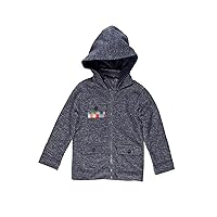 Kidsy Boys Denim-Looking Cotton Hooded Jacket – Long Sleeve, Zip-Down Closure