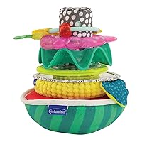 Infantino Sensory Stacking Rings - 5 Multi-Function Toys and Wobble Base, Teethers, Selfie Mirror, Rattle, Encourages Cognitive and Fine Motor Skill Development, for Infants and Toddlers 6M+