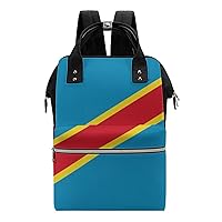 Democratic Republic of Congo Diaper Bag Backpack Multifunction Travel Backpack Large Capacity Waterproof Mommy Bag Black-Style