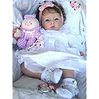Angelbaby Realistic Baby Dolls, 20 inch Life Like Reborn Doll Cute Soft Silicone New Born Real Baby with Cloth Body Poseable Sweet Awake Infant That Look Real Doll Christmas/Birthday for Toddler Toys