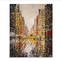 CNNLOAO Artist Paul Kenton Golden Cityscape Art Oil Painting Poster (5) Canvas Poster Wall Art Decor Print Picture Paintings for Living Room Bedroom Decoration Frame-style 8x10inch(20x25cm)