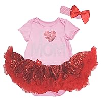 Petitebella Rhinestone I Love Mom Baby Dress Nb-18m