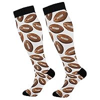 Socks For Women Compression Wide Calf for Teens Watercolor Brown Football