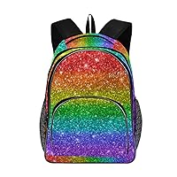 ALAZA Rainbow Glitter Travel Laptop Backpack Durable College School Backpack for Boys Girls