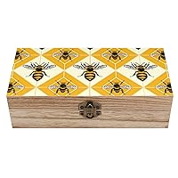 Honey Bee Wooden Box with Hinged Lid Decorative Jewelry Box Storage Box for Home Office