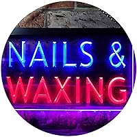 Nails Waxing Beauty Salon Display Dual Color LED Neon Sign Red & Blue 24