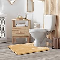 Bath Mat – Memory Foam Bath Mat - Soft Bathroom Rug - Non Slip and Super Absorbent - Fast Drying Machine Washable Bath Mat - Contoured Round for Toilet - Cream - 19” x 24”