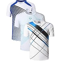 jeansian Men's 3 Packs Athletic Quick Dry Fit Short Sleeve Sport T-Shirt Tshirts Tee Shirt Tennis Golf Bowling LSL182