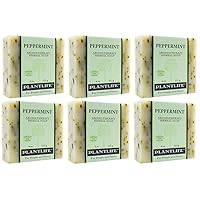 Plantlife Peppermint 6-pack Bar Soap - Moisturizing and Soothing Soap for Your Skin - Hand Crafted Using Plant-Based Ingredients - Made in California 4oz Bar