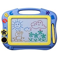 IKS85B [Travel Size] Magnetic Drawing Board for Toddlers, Color Magna Erasable Doodle Pad for Kids, Mess Free Write and Learn Creative Educational Toys for Toddler Boys (Blue)