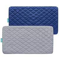 2 Pack Crib Sheets Waterproof Crib Mattress Protector Pad Cover Quilted Ultra Soft & Skin-Friendly Fitted Toddler Mattress Protector, Machine Washable Gray & Navy