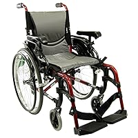 Karman S-ERGO 305 Lightweight Ergonomic Wheelchair S-Ergo305Q16SS, 29 lbs., Quick Release Wheels, Frame Rose Red, Seat Size 16