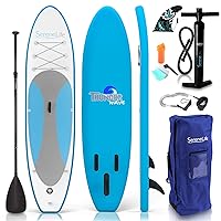 Inflatable Stand Up Paddle Board (6 Inches Thick) with Premium SUP Accessories & Carry Bag | Wide Stance, Bottom Fin for Paddling, Surf Control, Non-Slip Deck | Youth & Adult Standing Boat