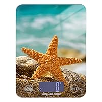 ALAZA Kitchen Scale for Food Ounces and Grams, Starfish on The Beach Digital Baking Scale,Four Units of Measurement, 5g/0.18 oz - 5kg/11LB