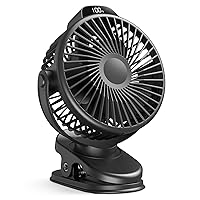 Koonie Portable Clip On Fan, Small USB Fan Battery Operated, 3 Speed Rechargeable Mini Fan With LED Display, 360° Rotate Personal Cooling Desk Fan for Stroller Travel Camping Golf Gym