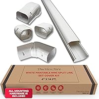 DuctlessAire White Paintable Mini Split Line Set Cover Kit - Cover for Ductless Mini Split AC & Heating System - Easy to Install Cover Kit with Wall Cap, Hide-A-Line, Coupler & End Cap (4
