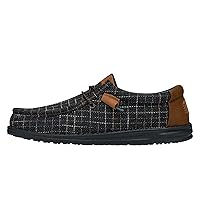 Hey Dude Wally Plaid Navy Size 10 | Men’s Shoes | Men's Slip-on Loafers | Comfortable & Light-Weight