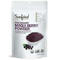 Sunfood Superfoods Organic Maqui Berry Powder - Raw | 4 oz. Bag, 18 Servings | Freeze Dried to Maintain Nutritional Integrity, Antioxidants-rich | Superfood for Smoothies, Yogurt, Desserts | Non-GMO