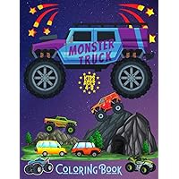 Monster Truck Coloring Book: 50 Large Print Designs for Kids Ages 4-8