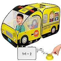 Kiddzery School Bus Pop Up Kids Play Tent - Tents with Sound Play Button for Toddler & Up - Girls and Boys Magic Wheels Bus for Indoor & Outdoor - Pretend Toy Playhouse - Playhouses for Toddlers