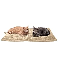 Furhaven ThermaNAP Self-Warming Cat Bed for Indoor Cats & Large/Medium Dogs, Washable & Reflects Body Heat - Quilted Faux Fur Reflective Bed Mat - Cream, Large