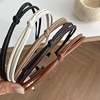 5PCS Faux Leather Headband Skinny Headbands for Women's Hair,Knotted Headband Non Slip Knot Thin Headbands Hair Styling Accessories Women Girls,Comfort Color