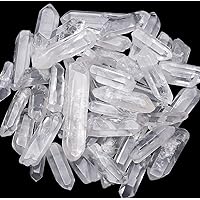 DUQGUHO Natural Raw Clear Quartz Crystals Stones Points Bulk Crystals Irregular Shape Crystal Wand for Jewelry Making Polishing Cabbing Reiki Energy Balance 1.18-2