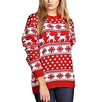 New Womens Christmas Reindeer Snowflake Novelty Fairisle Unisex Xmas Jumper Top