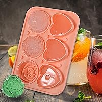 MFTAOTLK Ice Cube Tray,3D Rose and Heart Ice Shapes with Spill-Resistant Removable Lid, BPA Free Stackable Flexible Silicone, for Juice, Whiskey, Cocktails, and Homemade Freezer, Easy Release, Pink