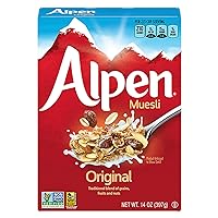 Alpen Original Muesli, Swiss Style Muesli Cereal, Whole Grain, Non-GMO Project Verified, Heart Healthy, Kosher, Vegan, 14 Oz Box
